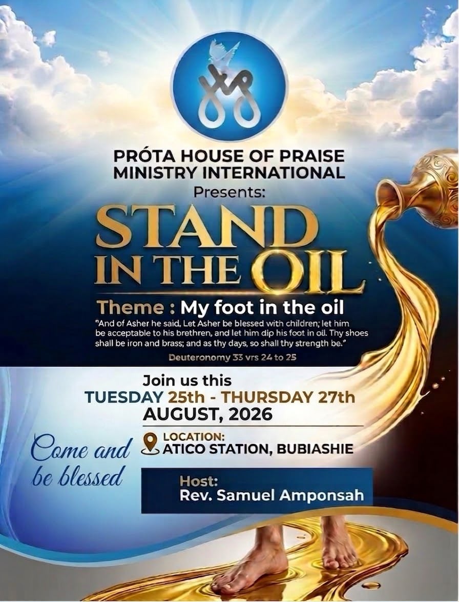Stand in the Oil event poster for PRÓTA House of Praise Ministries International